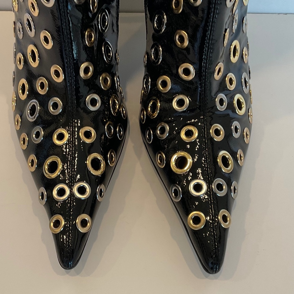 JEFFREY CAMPBELL Holey Pointed Toe Grommet Detail Tall  Boots Size 7.5 NWT - Picture 5 of 10